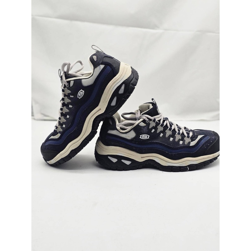 Skechers Steel Toe Work Shoes Men's Sz 12 Navy Blue Grey Chunky Utility Sneakers
